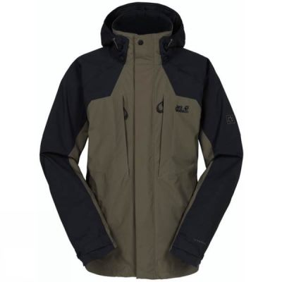 Chaquetas Jack Wolfskin Denali Texapore Hombre - Verde Oliva / Negras - Chile GYJ079325